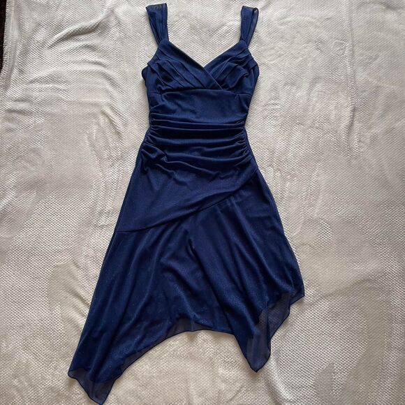 TRIXXI NAVY BLUE ASYMMETRICAL DRESS - Picture 2 of 5